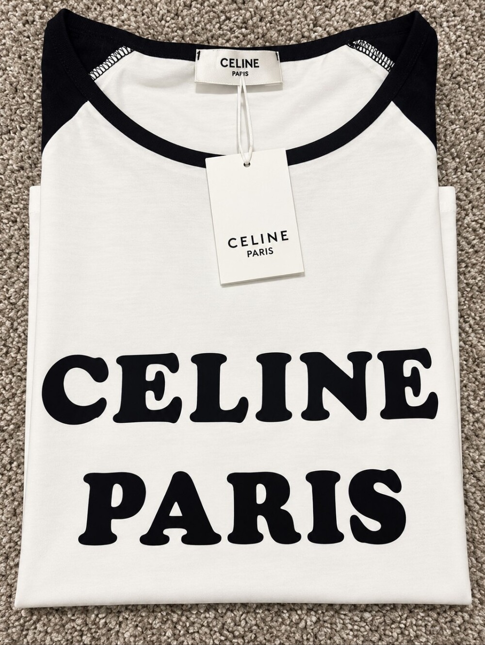 Celine Paris White & Black Logo Tee